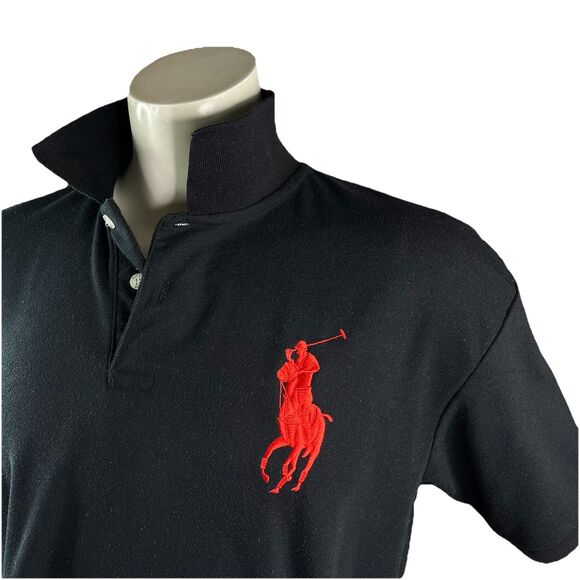 Vintage Polo Ralph Lauren Men XXL Red Big Pony #3 Black Short Sleeve Shirt - Picture 3 of 10